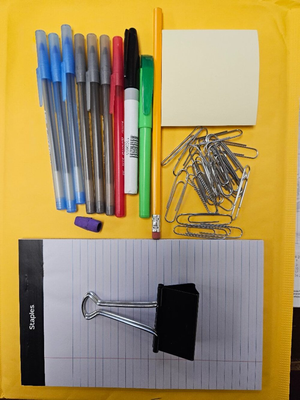 Starter Stationary Set For School And Office Pens Legal Pad Highlighters Sticky